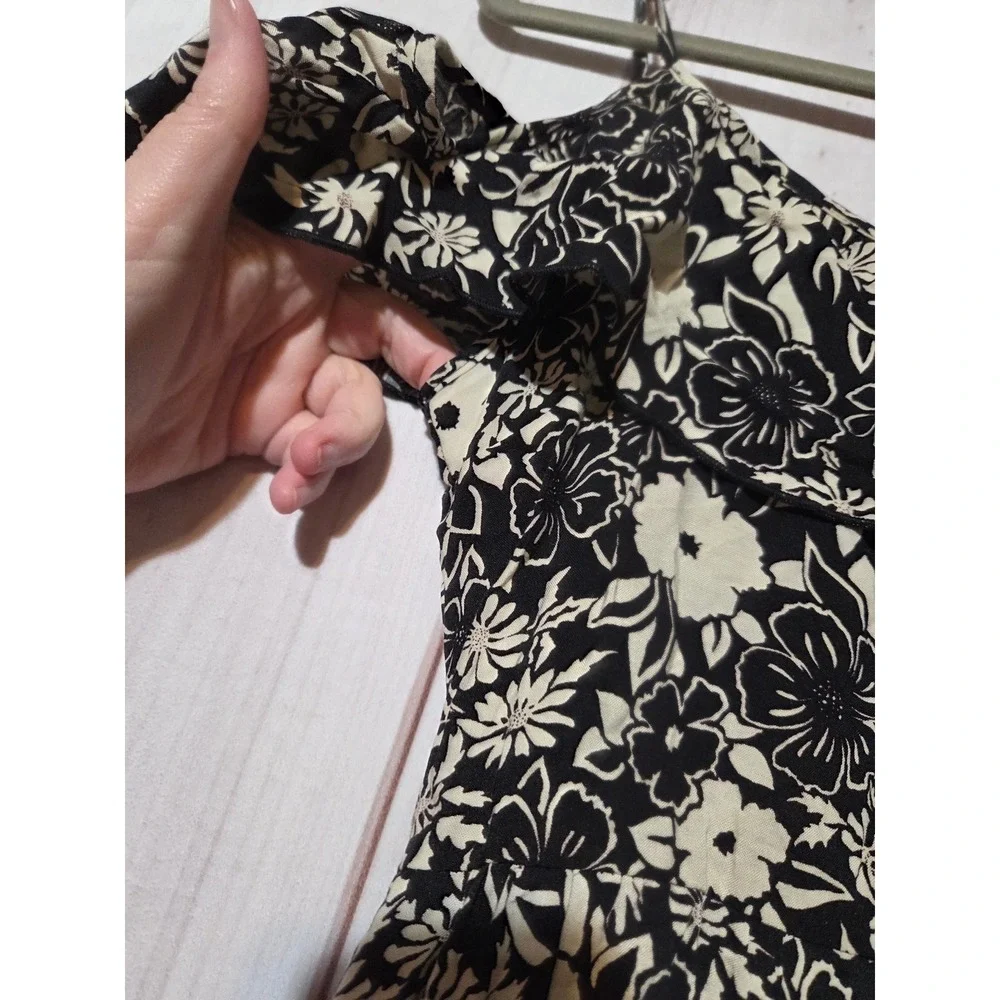 Hollister Black White Floral Ruffle Mini Dress XS Beach‎ Summer